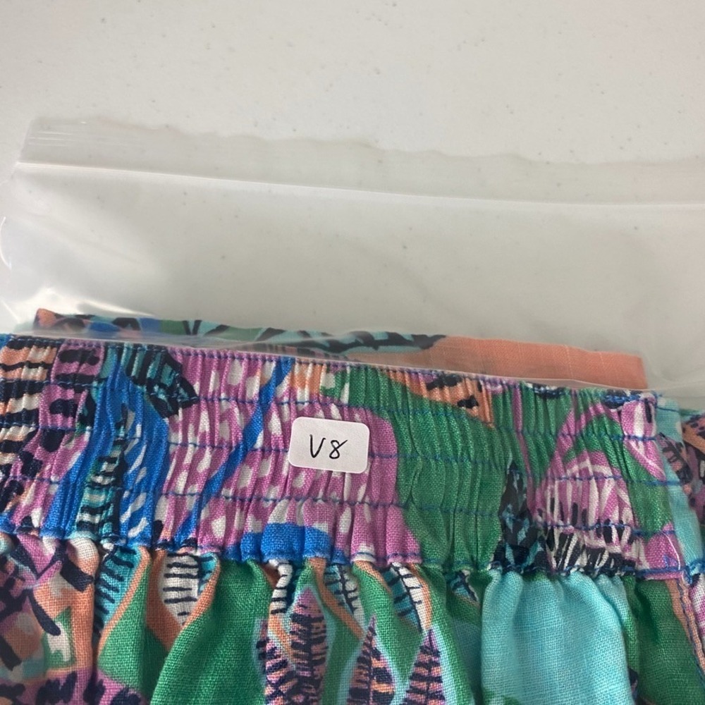 Cynthia Rowley Linen Pants Womens Large Tropical Wide Leg Cropped Elastic‎ Boho - Picture 6 of 6